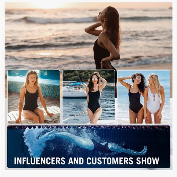 Baleaf Black Training Swimsuit Woman Size 32 Fly Back Adjustable Straps - Picture 10 of 12